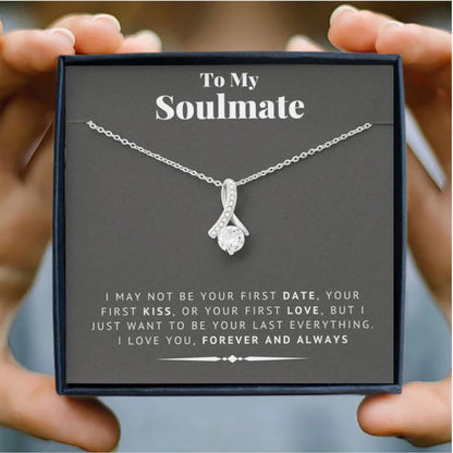 To My Soulmate Zircon Pendant Necklace for Women Luxury Wife Girlfriend Jewelry Shiny Unique Clavicle Chain Necklaces
